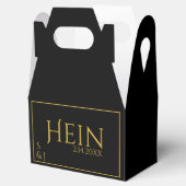 Monogram Black Gold Initials Date Wedding Geschenkschachtel (Geöffnet)