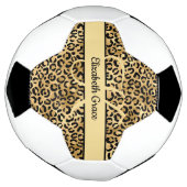 Monogram Black Gold Leopard Print Cheetah Animal Fußball (Gedreht)