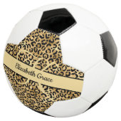 Monogram Black Gold Leopard Print Cheetah Animal Fußball (Dreiviertel)