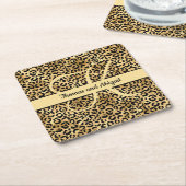 Monogram Black Gold Leopard Print Cheetah Animal Rechteckiger Pappuntersetzer (angewinkelt)