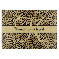 Monogram Black Gold Leopard Print Cheetah Animal