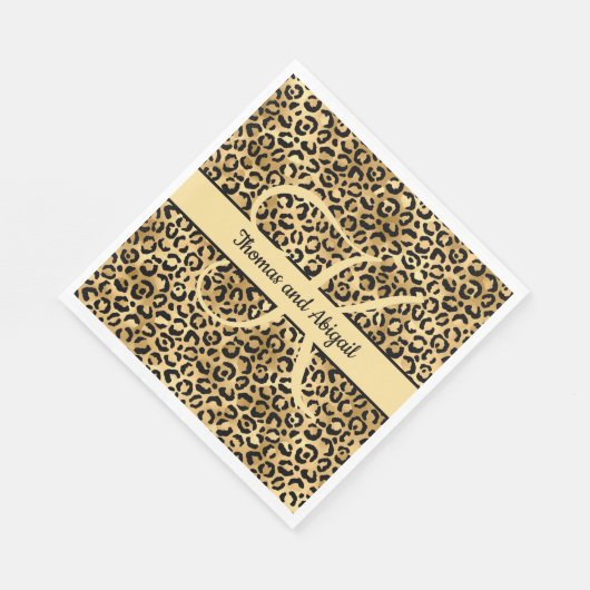 Monogram Black Gold Leopard Print Cheetah Animal Serviette (Ecke)