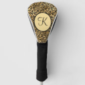 Monogram Black Gold Leopard Print Cheetah Print Golf Headcover (Vorderseite)
