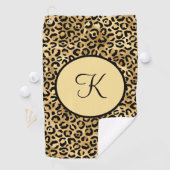 Monogram Black Gold Leopard Print Cheetah Print Golfhandtuch (Insitu)