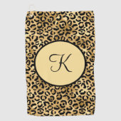 Monogram Black Gold Leopard Print Cheetah Print Golfhandtuch (Vorderseite)
