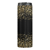Monogram Black Gold Leopard Print Glitzer Overlay Thermosbecher (Rückseite)