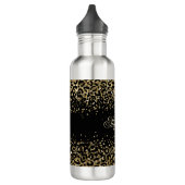 Monogram Black Gold Leopard Print Glitzer Trendy Edelstahlflasche (Links)