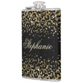 Monogram Black Gold Leopard Print Glitzer Trendy Flachmann (Links)