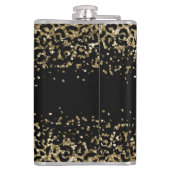 Monogram Black Gold Leopard Print Glitzer Trendy Flachmann (Rückseite)