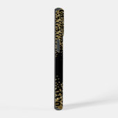Monogram Black Gold Leopard Print Stilvoll Chic iPhone 15 Hülle (Rechte Seite)
