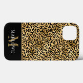 Monogram Black Gold Leopard Spots Muster Case-Mate iPhone Hülle (Rückseite (Horizontal))