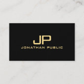 Monogram Black & Gold Luxus Premium Dickpapier Visitenkarte (Vorderseite)