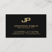 Monogram Black & Gold Luxus Premium Dickpapier Visitenkarte (Rückseite)