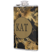 Monogram Black Gold Marmor Agate Brautparty Gesche Flachmann (Links)