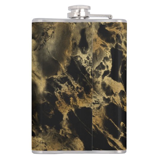 Monogram Black Gold Marmor Agate Brautparty Gesche Flachmann (Rückseite)