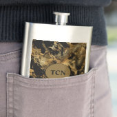 Monogram Black Gold Marmor Agate Trauzeuge Geschen Flachmann (Beispiel)