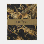 Monogram Black Gold Marmor Agate Trendy Chic Fleecedecke (Vorderseite)