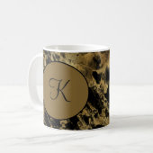 Monogram Black Gold Marmor Agate Trendy Modern Kaffeetasse (Vorderseite Links)