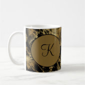 Monogram Black Gold Marmor Agate Trendy Modern Kaffeetasse (Links)