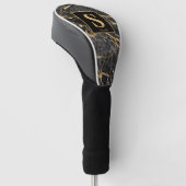 Monogram Black Gold Marmor Name Golf Head Cover Headcover (angewinkelt)