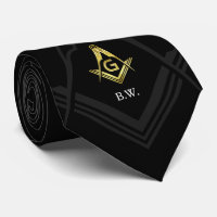 Monogram Black Gold Masonic Krawatte | Freemason G