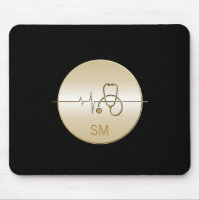 Monogram Black Gold Medical Stethoscope Heartbeat