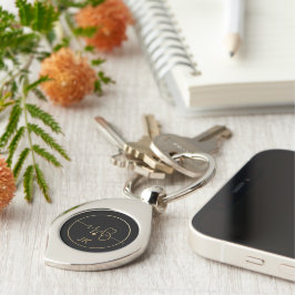 Monogram Black Gold Medical Stethoscope Heartbeat Schlüsselanhänger