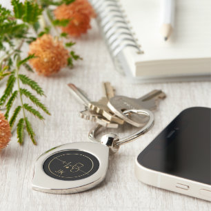 Monogram Black Gold Medical Stethoscope Heartbeat Schlüsselanhänger