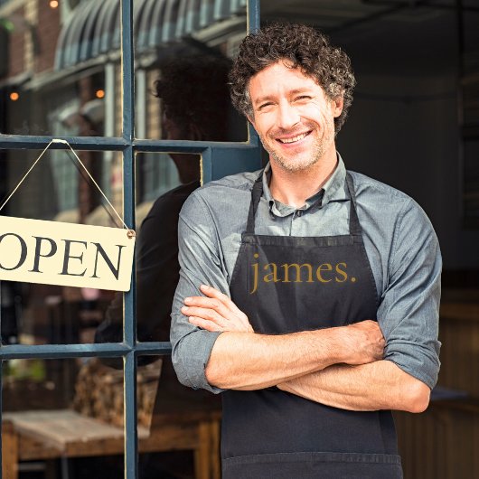 Monogram Black Gold Modern Einfach seinen Namen Schürze