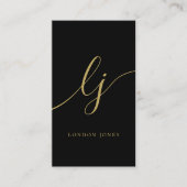 Monogram Black Gold Modern Feminine Calligraphy Visitenkarte (Vorderseite)