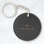 Monogram Black Gold | Modern Minimalist Elegant Schlüsselanhänger<br><div class="desc">A simple stylish custom monogram design in a gold modern minimalist typography on an off black background. The monogram initials and name can easily be personalized along with the feature line to make a design as unique as you are! The perfect bespoke gift or accessory for any occasion.</div>