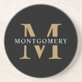 Monogram Black Gold Moderne Minimal Getränkeuntersetzer (Vorne)
