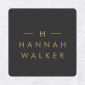 Monogram Black Gold | Moderne Minimalistische Klei Etiketten (Design 2)