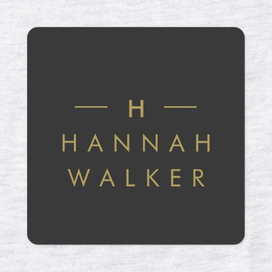 Monogram Black Gold | Moderne Minimalistische Klei Etiketten (Design 2)