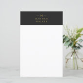 Monogram Black Gold | Moderne Minimalistische Stat (Stehend Vorderseite)
