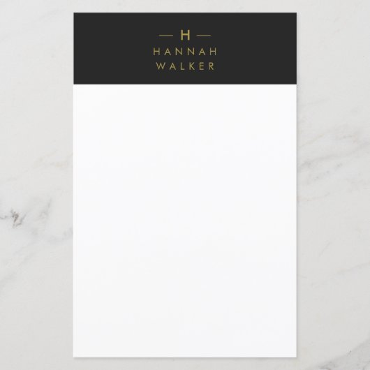 Monogram Black Gold | Moderne Minimalistische Stat (Vorderseite)