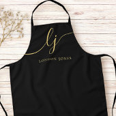 Monogram Black Gold Moderne Minimalkalligraphie Schürze