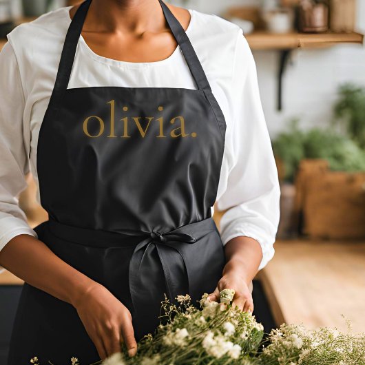 Monogram Black Gold Moderner Minimalistischer Eleg Schürze