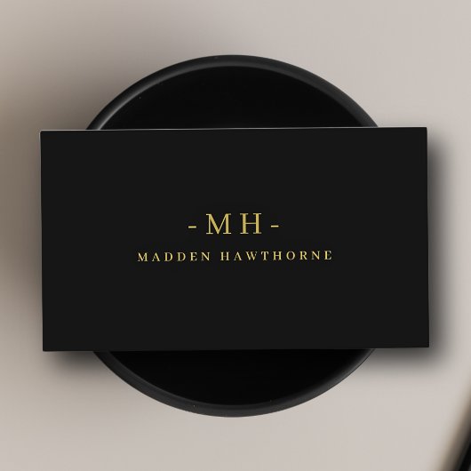 Monogram Black Gold Moderner Minimalistischer Eleg Visitenkarte