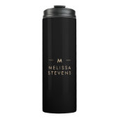 Monogram Black Gold | Modernes Chic Elegant Thermosbecher (Vorderseite)