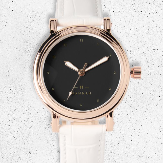 Monogram Black Gold | Modernes Minimalistisches El Armbanduhr (Von Creator hochgeladen)