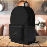 Monogram Black Gold | Modernes Minimalistisches El Bedruckter Rucksack<br><div class="desc">Ein einfaches,  individuelles Monogramm-Design in einer goldenen,  modernen minimalistischen Typografie auf schwarzem Hintergrund. Die Monogramm-Initialen und der Name können zusammen mit der Feature-Zeile leicht personalisiert werden,  um ein Design so einzigartig wie Sie sind zu machen! Das perfekte Geschenk oder Accessoire für jeden Anlass.</div>