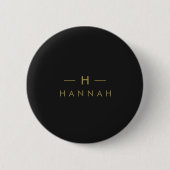 Monogram Black Gold | Modernes Minimalistisches El Button (Vorderseite)