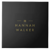 Monogram Black Gold | Modernes Minimalistisches El Fliese (Vorderseite)