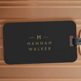 Monogram Black Gold | Modernes Minimalistisches El Gepäckanhänger