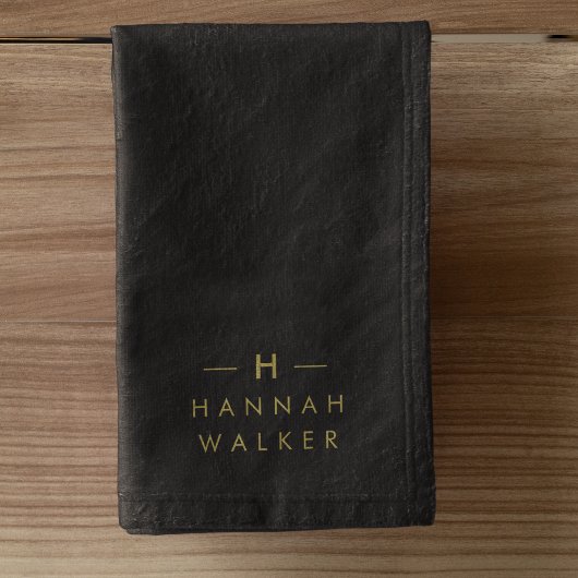 Monogram Black Gold | Modernes Minimalistisches El Handtuch