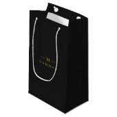 Monogram Black Gold | Modernes Minimalistisches El Kleine Geschenktüte (Vorderseite Schrägansicht)