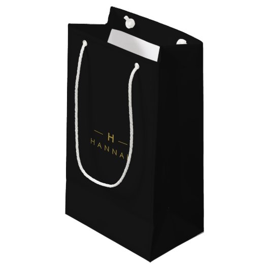 Monogram Black Gold | Modernes Minimalistisches El Kleine Geschenktüte (Vorderseite Schrägansicht)