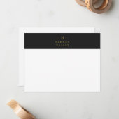 Monogram Black Gold | Modernes Minimalistisches El Mitteilungskarte (Vorderseite/Rückseite Beispiel)