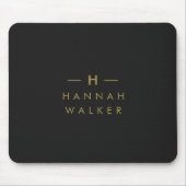 Monogram Black Gold | Modernes Minimalistisches El Mousepad (Vorne)